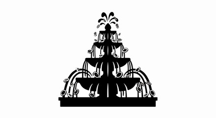 Naklejka premium Elegant tiered fountain with cascading water sprays, a classic architectural element.