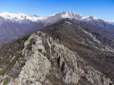 View of the summit of Rocca Sella (Caprie - Italy)