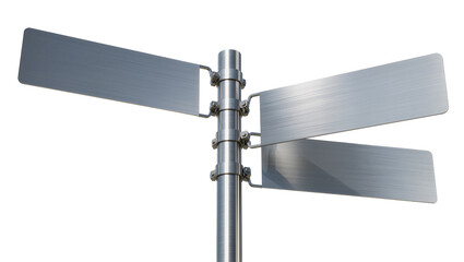 Metal directional signpost with blank signs © Ari