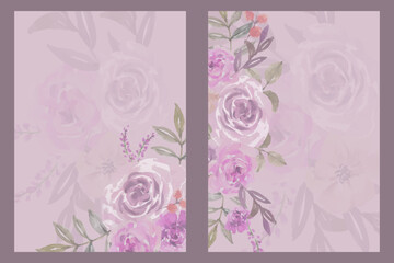 Soft Watercolor Floral Background Template with Elegant Roses for Wedding Invitation © wisnu