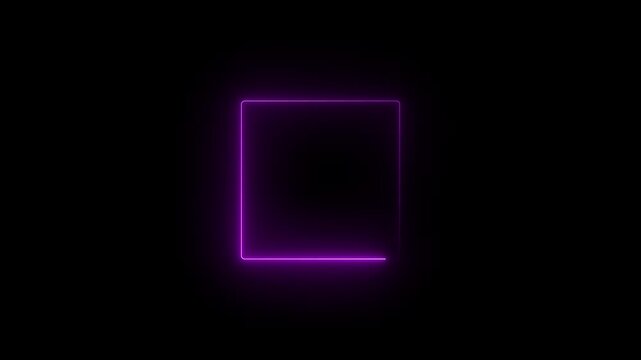 live streaming neon text frame animation. Neon yellow glowing rectangle transition animation loop neon rectangle.