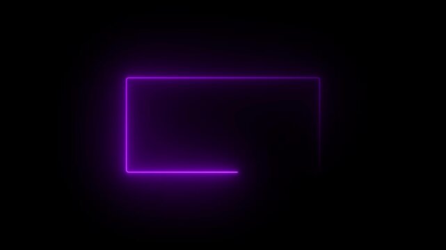 Glowing purple neon rectangular border frame overlay animation.