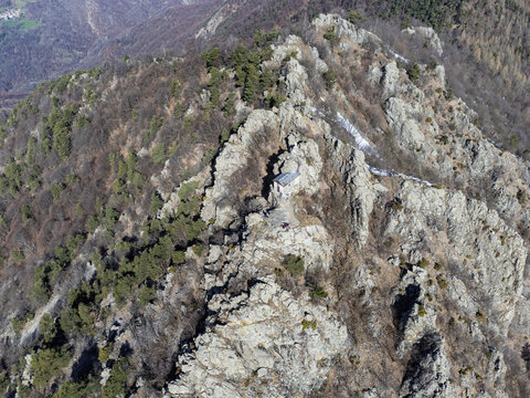View of the summit of Rocca Sella (Caprie - Italy)