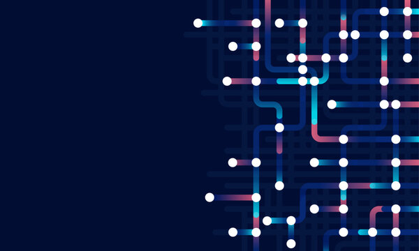 Circuit connect lines. Network technology and Connection concept. Decentralized network nodes connections