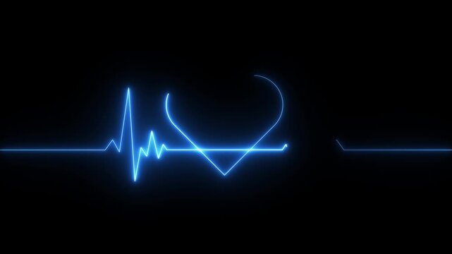 Love heart ekg animation. Neon Heartbeat line motion. pulse line for medical and, science projects video.
