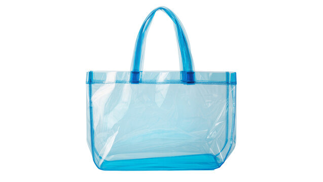 Clear blue beach tote bag with handles