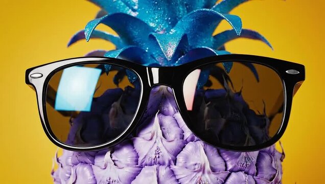 Cool Pineapple - A Vibrant Summer Still Life with Sunglasses.