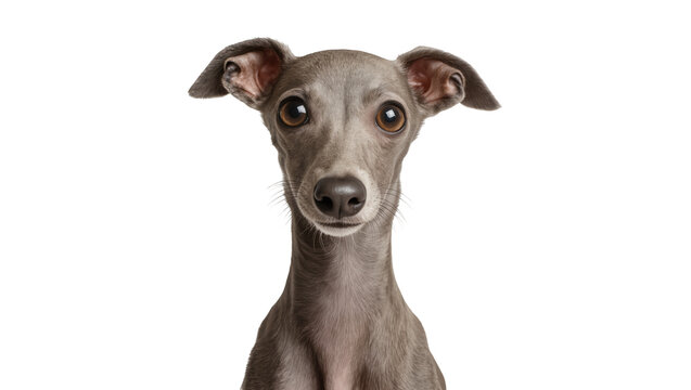 Italian Greyhound dog head portrait grey fur, big eyes