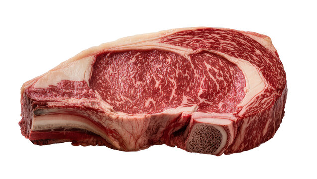 Raw marbled beef rib steak with bone