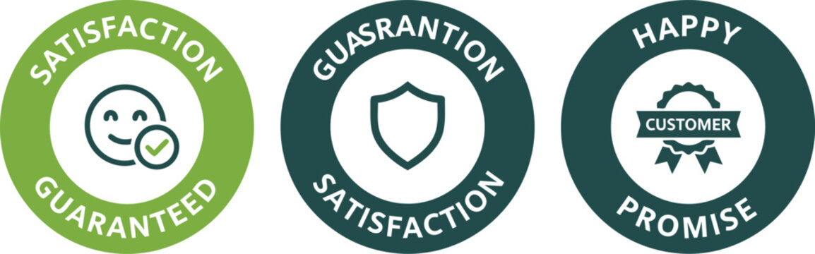 Satisfaction Guarantee Badges and Customer Promise Labels Set
