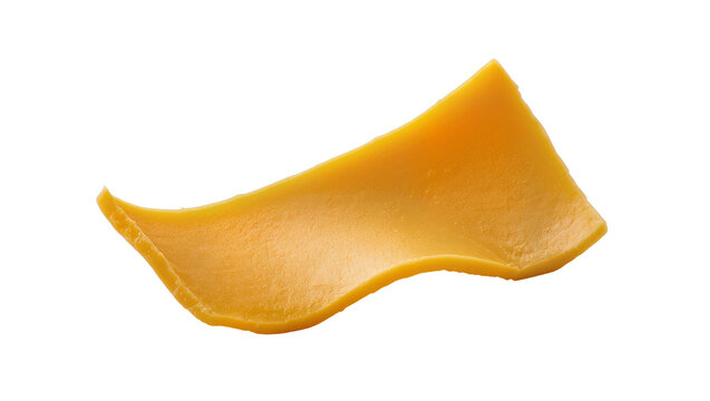Orange cheddar cheese slice with wavy edges