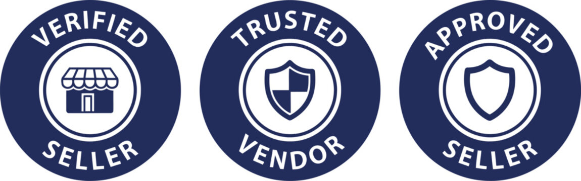 Verified Seller Trusted Vendor Approved Seller Blue Badge Icons