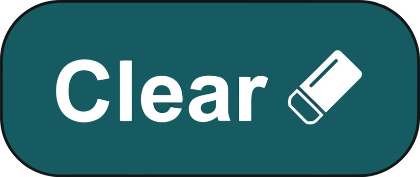 Clear button icon on teal rounded rectangle isolated on white, clean UI delete action