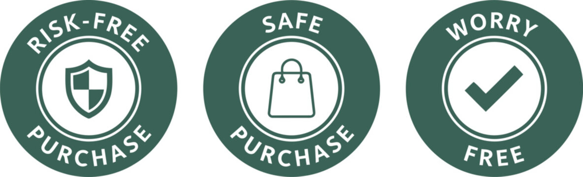Risk-Free Safe Purchase Guarantee Badges with Check Mark Icons
