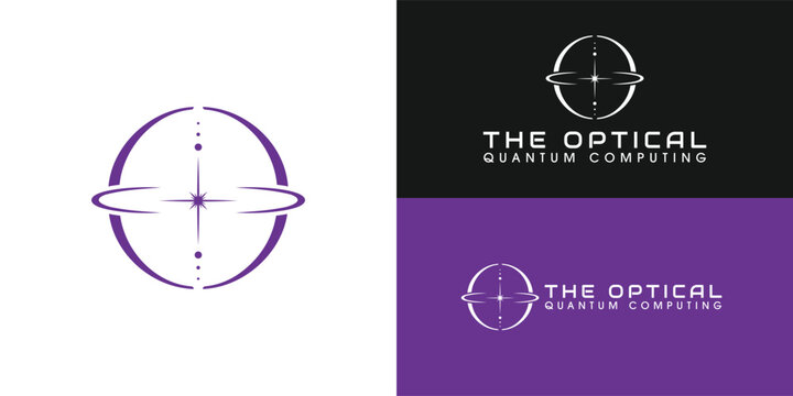 A minimalist logo for optical quantum computing, featuring a photon orbital ring, quantum particles, and a central light source. This symbolises computational power and limitless possibilities.