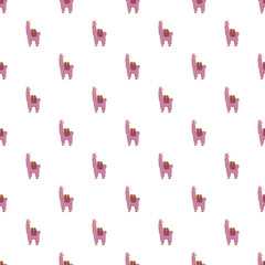 Naklejka premium Pink llama characters repeating on a white background, creating a cheerful pattern