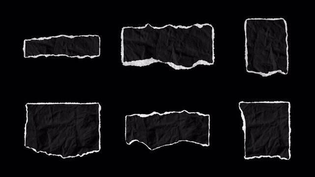 Hand Drawn Crumpled Black Paper Frame Animation with Transparent Background