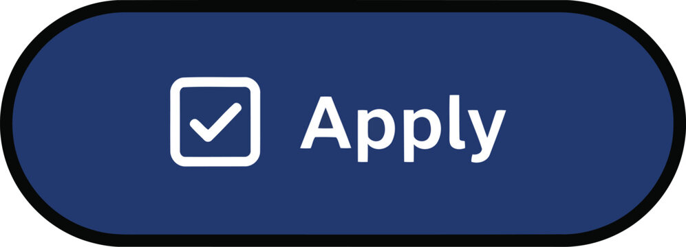 Blue Apply Button with Checkmark Icon, Rounded Web UI Interface Element for Online Forms