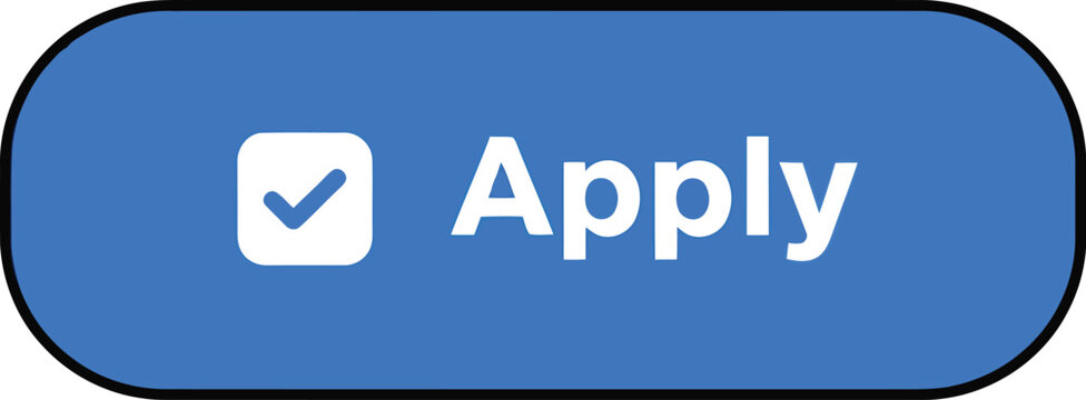 Blue Apply Button with Checkmark Icon, Rounded Web UI Call to Action Interface Element