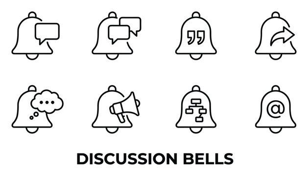 Discussion bells symbolizing communication and engagement like chat bubbles quotes message notification reply thread.