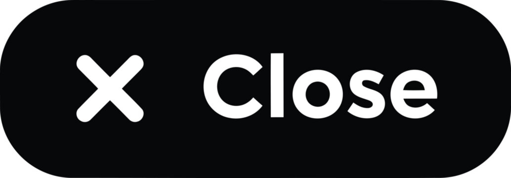 Black Close Button Icon with White X Symbol on Rounded UI Interface Element