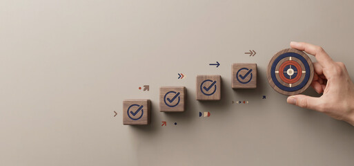 Fototapeta premium Business Planning and Organization with Checkmarks and Dice on Desk