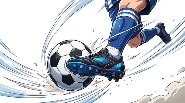 Soccer player dribbling ball with motion effect