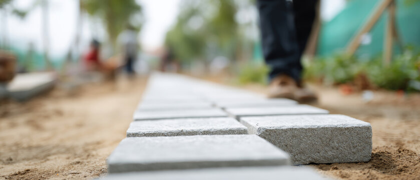 Stone pathway under construction outdoors