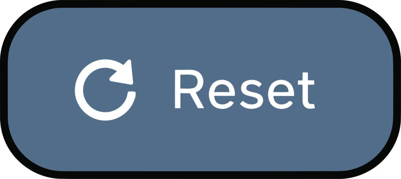 Blue Reset Button Icon with Circular Arrow and White Text on Isolated Background
