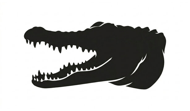 Open mouth alligator silhouette vector reptile head illustration