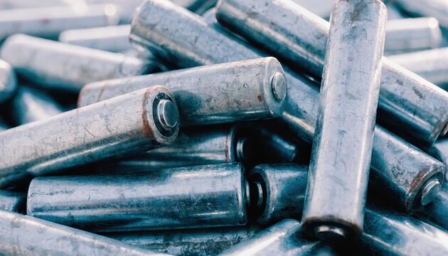 A pile of used, wornout, and discarded aa batteries with signs of corrosion and oxidation