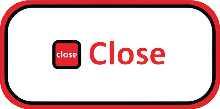 Red close button icon with white background, rounded rectangle interface symbol for web and app design