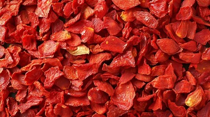 Fototapeta premium Dehydrated Tomato Pieces Sun Dried Delicacy in Textured Food Background for Cooking and Recipes