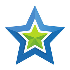 Obraz premium 3D star icon with blue and green layers