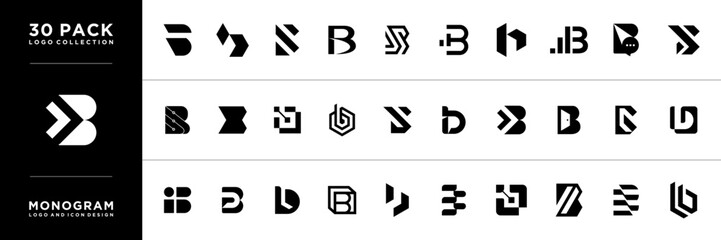 Set of letter B technology logo icon design. modern minimal style illustration icon B inspiration. © GoRise