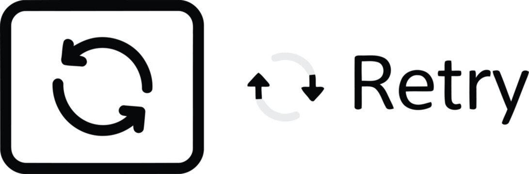Retry refresh icon with circular arrows on white background for app interface and web button