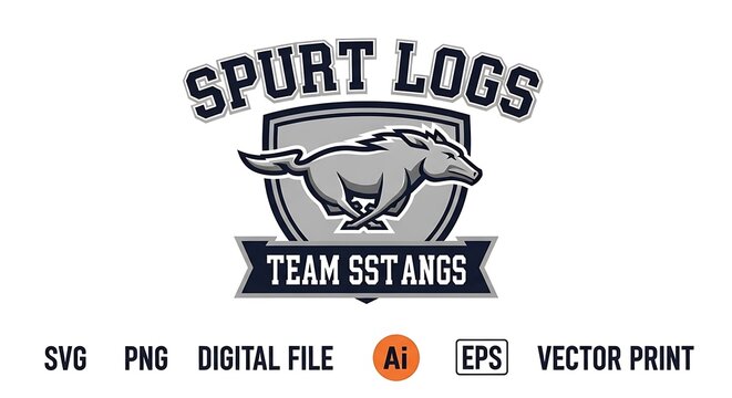 Spurting Mustang Logo for Team SST Angs with Digital Vector Print, and Modern Design.