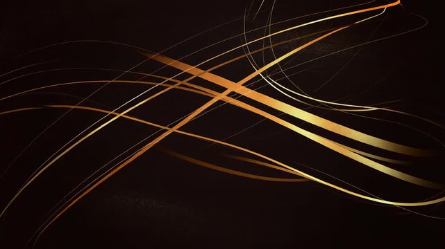 Elegant gold abstract lines on dark background modern digital art design for luxury and style
