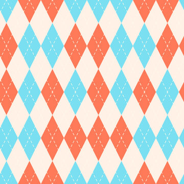 Coral Blue Argyle Pattern