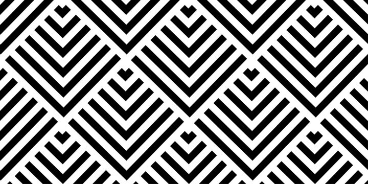 vector maze wall decoration black and white gradient striped square overlapping textile background. minimal grid metal diagonal line texture background.
