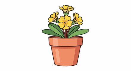 Fototapeta premium A potted plant with yellow flowers and green leaves