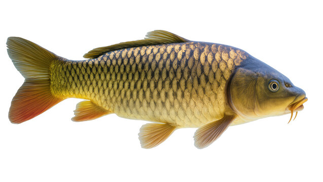 Common carp fish with scales and barbels