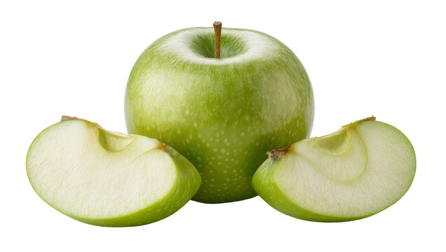 Green apple with two slices