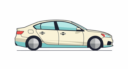 Obraz premium A cream-colored sedan with a blue lower body accent