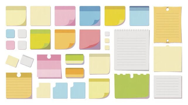 Colorful flat design sticky notes and labels set on pastel background Vector