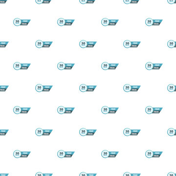 Seamless pattern featuring multiple 30 day free trial badges