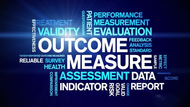 Outcome Measure animated word cloud-text design animation tag kinetic typography seamless loop.