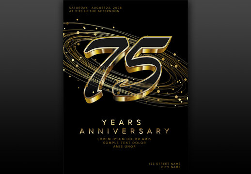 Elegant 75 (editable) Years Anniversary Celebration Poster Background