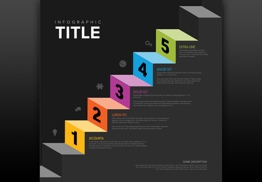 Five Step Staircase Infographic Template with Minimalist Design