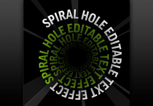 Spiral Hole Editable Text Effect Style on Black Background